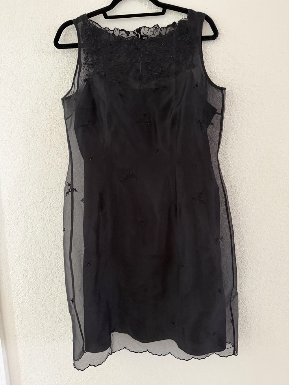 ✨ Vintage Ann Taylor Silk Sheer Overlay Illusion Lace Dress 12P ✨